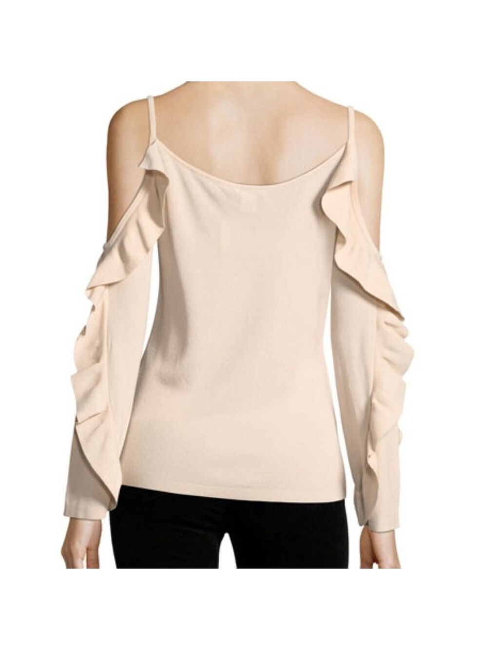 Club Monaco Cold Shoulder Ruffled Sleeve Top. - Picture 3 of 9